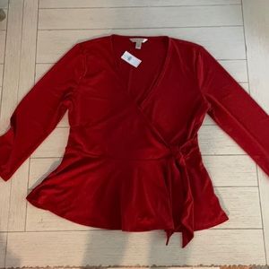 NWT Red Tie Front Banana Republic Top